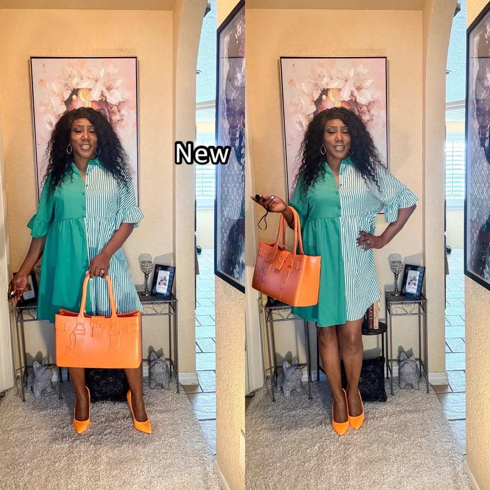 SHEIN Green and White Mini Dress - Picture 10 of 11